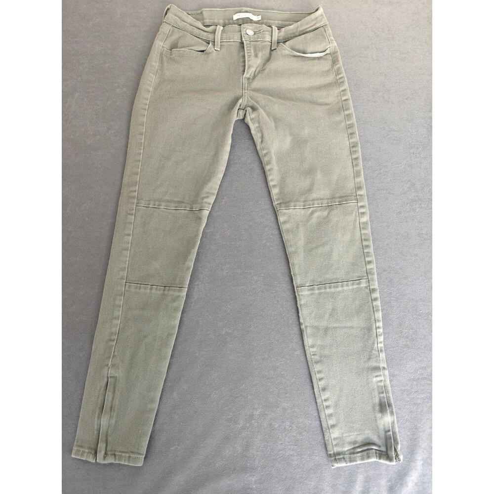 Levi’s 710 Super Skinny Jeans Womens 27 Green Moto Zip Ankle Stretch